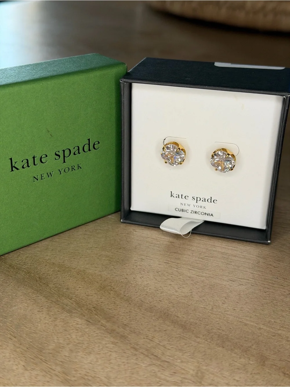 Kate Spade Gold and Clear Cubic Zirconia Stud Earrings